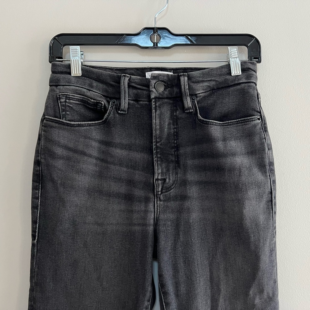 Good American Good Waist High-Rise Super Flare Jeans, Black Wash, 4/27 - Picture 4 of 11